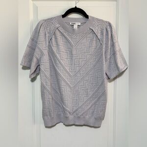 White House Black Market Light Gray Crewneck Knit Top